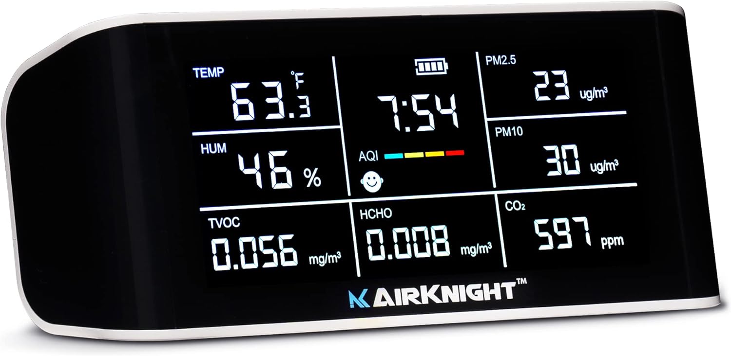AirKnight 9-in-1 Indoor Air Quality Monitor, Portable CO2 Monitor