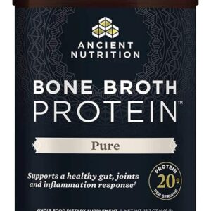 Ancient Nutrition Bone Broth Protein Powder, Pure Flavor, 20 Servings Size