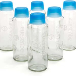 Aquasana Glass Water Bottles and BPA Free Lid 18-oz, 6-pack