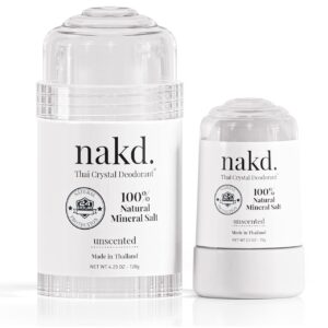 nakd. Thai Crystal Deodorant Stone – 2 Salt Deodorant Crystal Sticks, 4.25 oz.