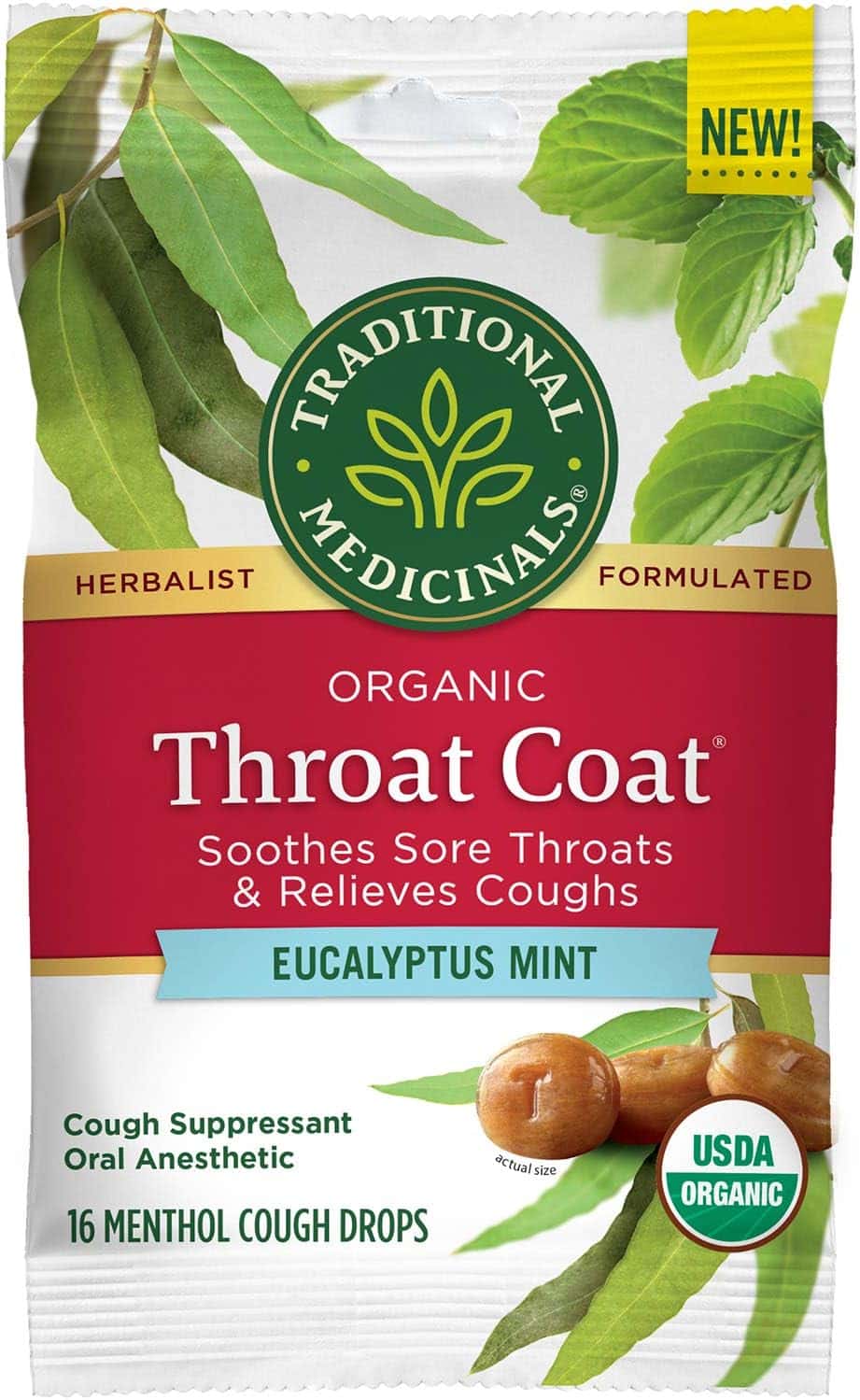 Traditional Medicinals Throat Coat Organic Cough Drops 16ct.