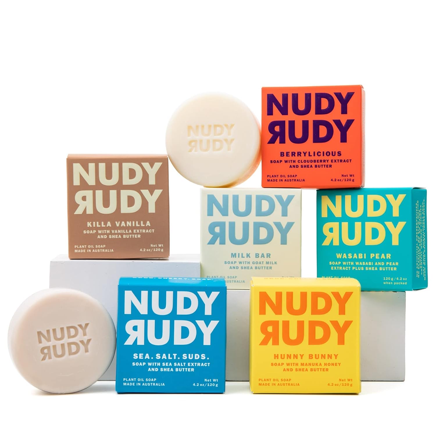 Nudy Rudy Natural Bar Soap | 6 Pack Assorted Organic Shea Butter Soap Bars 4.2 oz