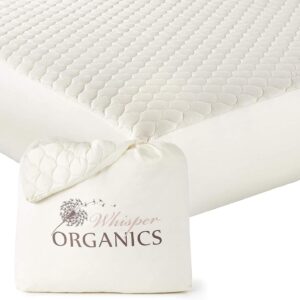 Whisper Organics, 100% Organic Cotton Mattress Protector 17" Deep Pocket (Twin Bed Size)