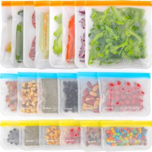 Reusable Food Storage Bags (20Pack-8 Gallon +6 Sandwich +6 Snack)