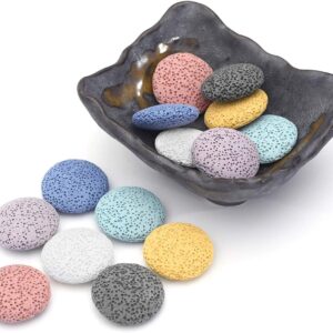Top Plaza Lava Rock Stone Aromatherapy Essential Oil Diffuser Set Square Ceramic 14Pcs Round Shape Lava Stone Beads