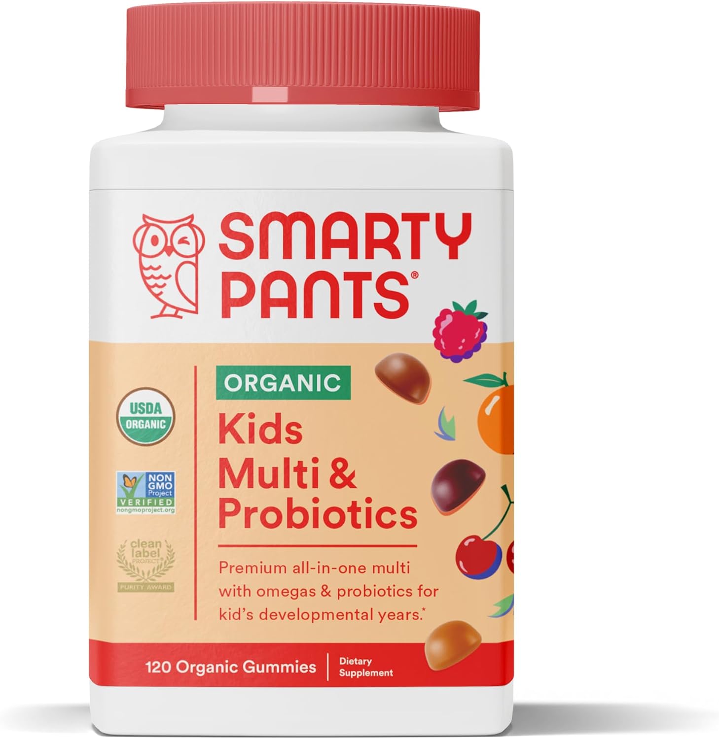 SmartyPants Organic Kids Multivitamin Gummies: Probiotics 120 Count