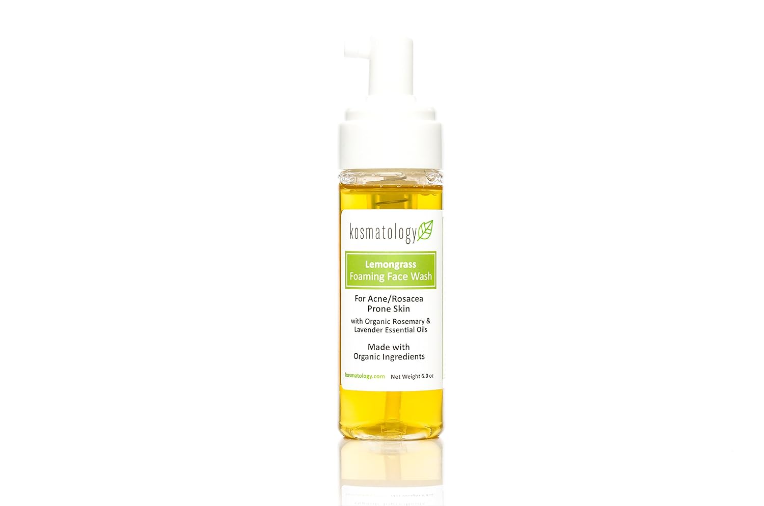 kosmatology Lemongrass Organic Foaming Facial Wash for Acne Prone Skin, 6 fl oz