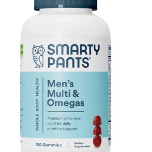 SmartyPants Multivitamin for Men, Gummies: Omega 3 Fish Oil 180 Gummies