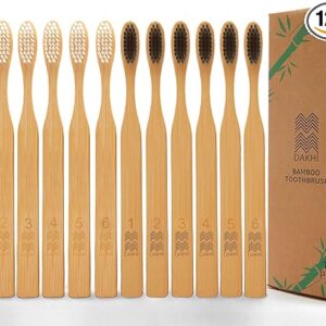DAKHI Biodegradable Bamboo Toothbrushes (12 Pack)