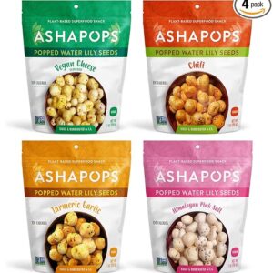 AshaPops Variety Pack Popped Water Lily Seeds 1 oz Pack of 4 Bags