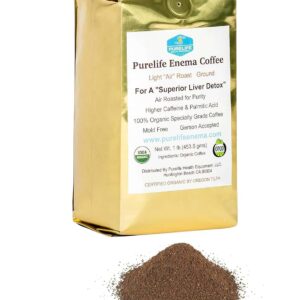Purelife Enema Coffee - Organic - Light "Air" Roast - Ground - Lab Tested -Mold & Mycotoxin Free