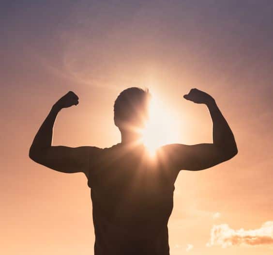 "Testosterone-boosting peptide vials in a lab setting, representing natural hormone support."