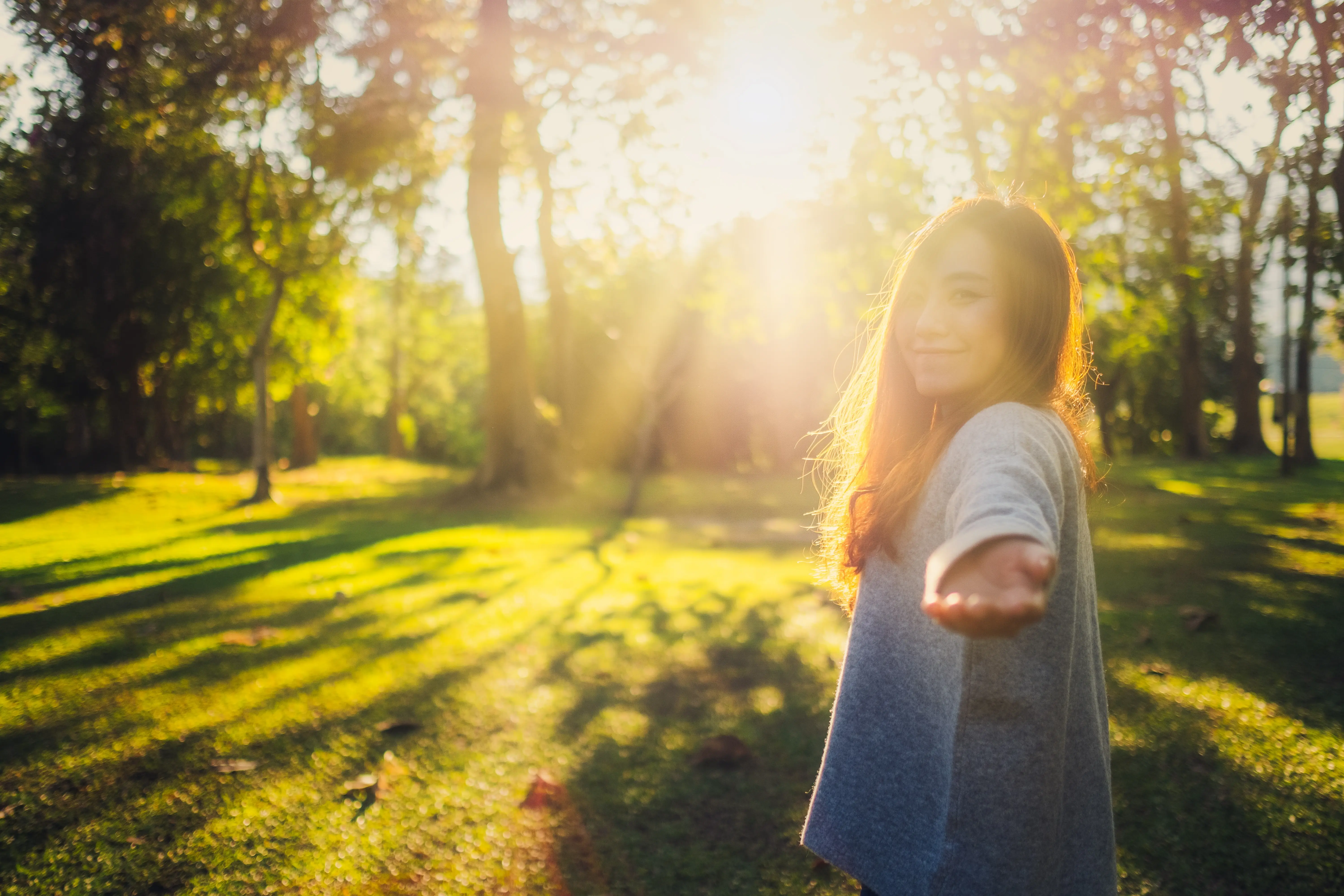 beautiful woman enjoying the sunlight