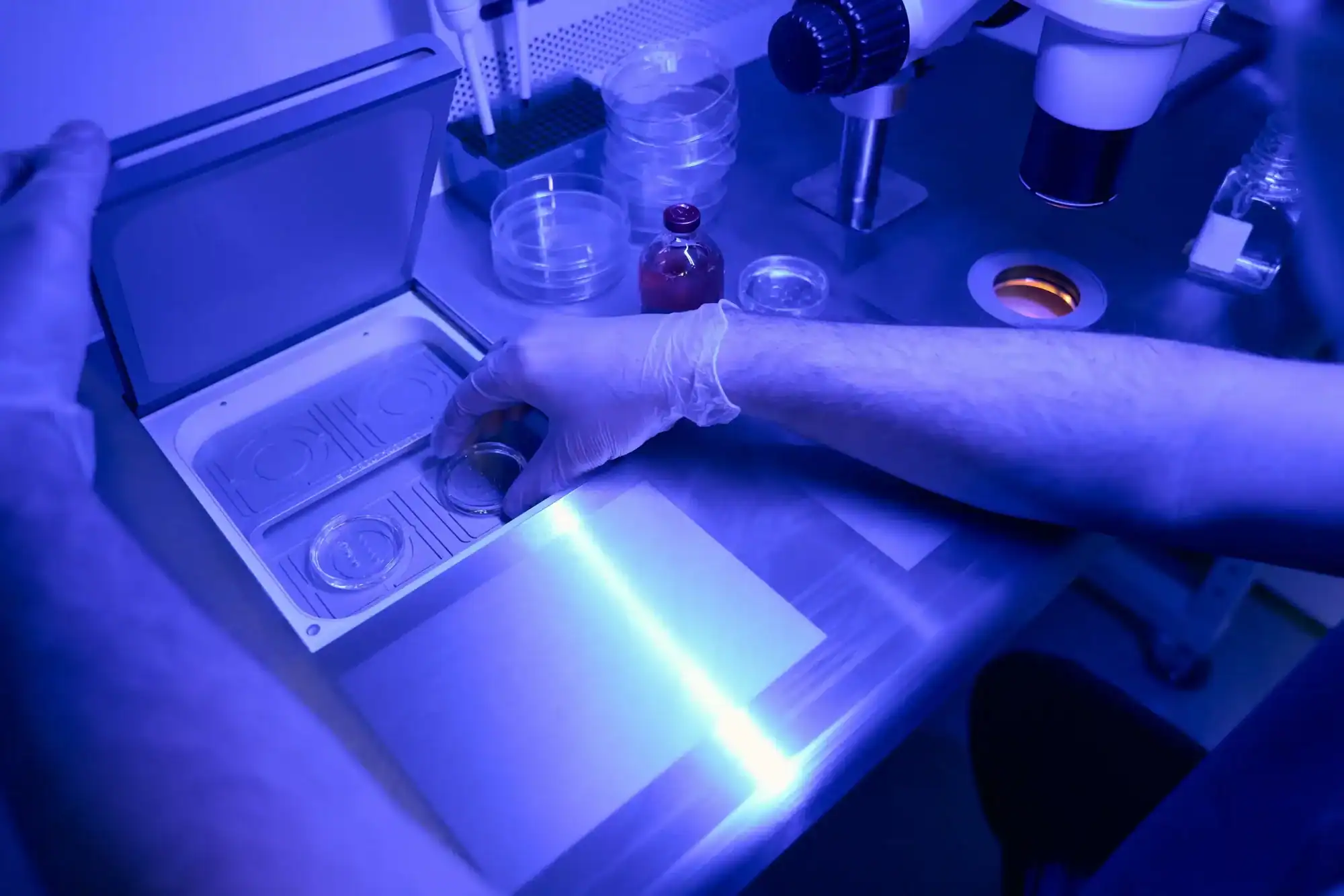 Clinical light-based therapy equipment in a wellness treatment room