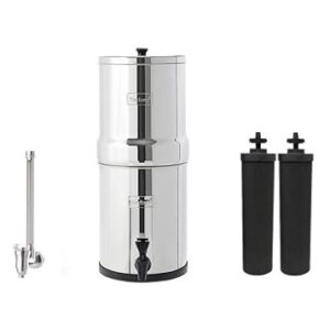 Travel Berkey Gravity-Fed Water Filter System with 2 Black Berkey® Elements and Deluxe 7" Stainless Steel Water View Spigot